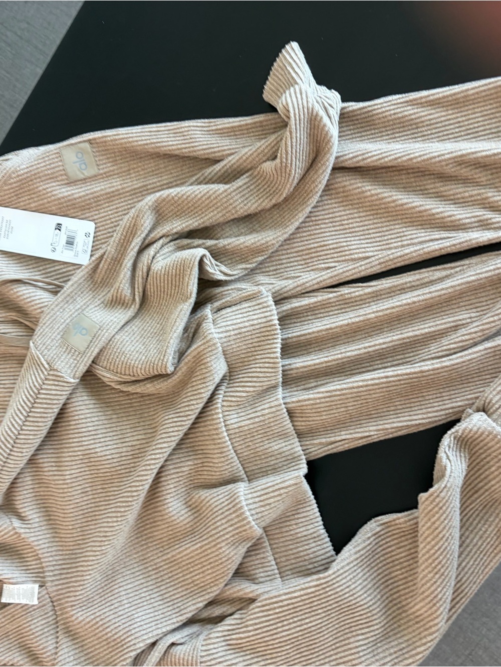 ALO Yoga Ribbed Cowl Neck Sweater - Light Beige